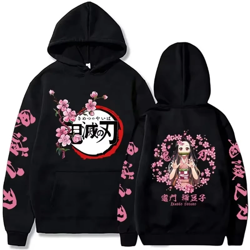 Demon Slayer Hoodies Men Fashion Letter Graphic Printed Sweatshirts Women Casual Harajuku Streetwear Hooded Pullover Sudaderas