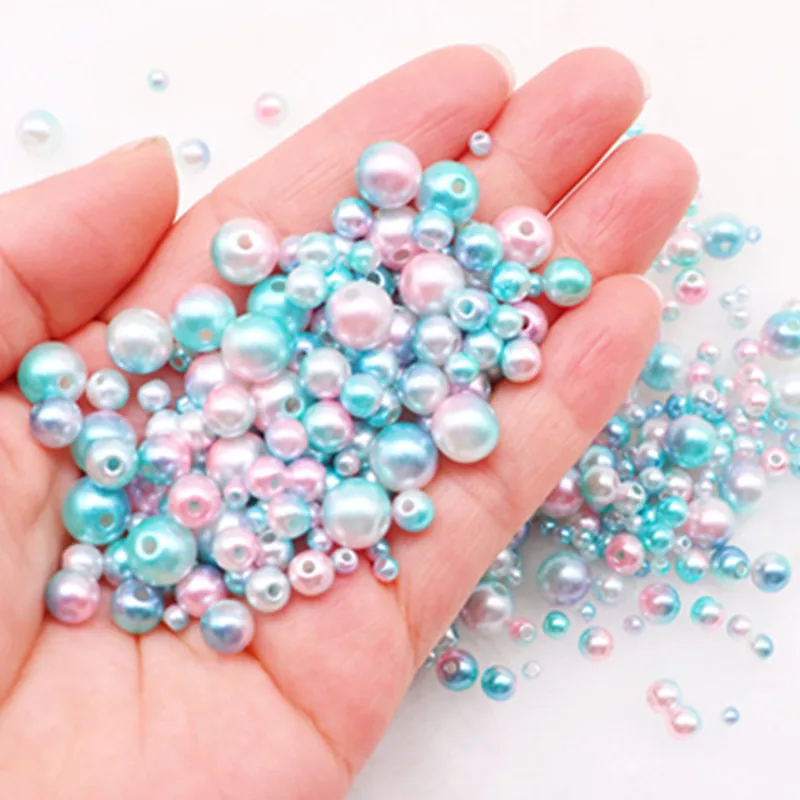 MIX Size 3mm-10mm Gradients Mermaid Pearls Beads Round Loose Acrylic Beads Diy Hairpin Clothing Handmade Sweing Accessories 20g