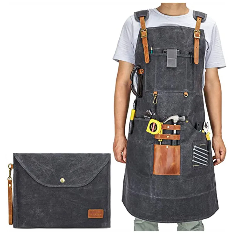 Thick Canvas Apron Handbag Multi-functional Pocket Woodworking Overalls Repair Auto Mechanic Repairman Welder Lumberjack Apron