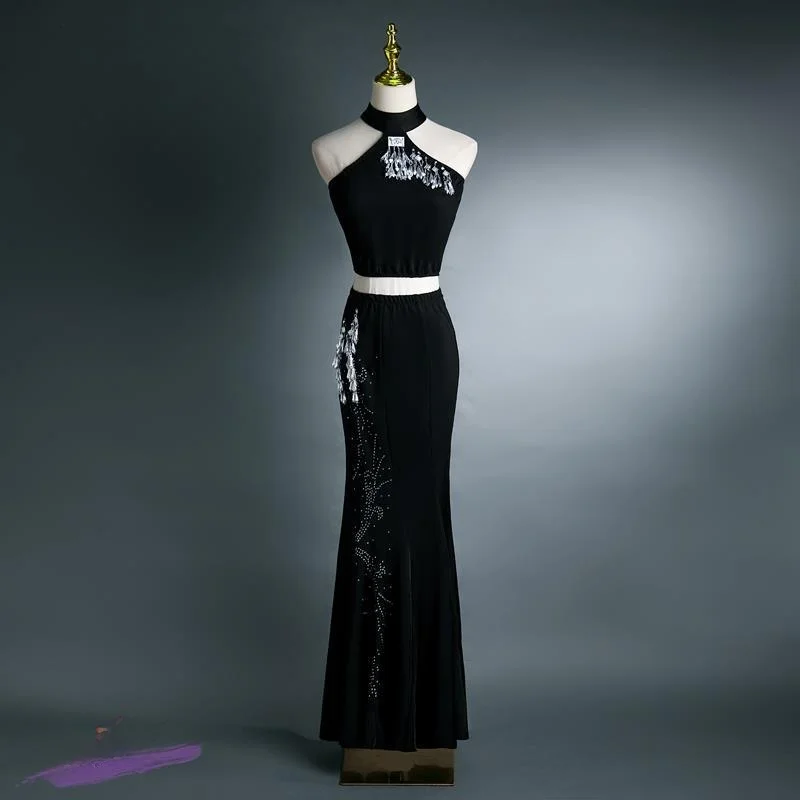 

Танцевальный костюм Bla Dance: Этническая юбка для тренировок, юбка-русалка с цветочным узором на талии, облегающая юбка для сценических выступлений