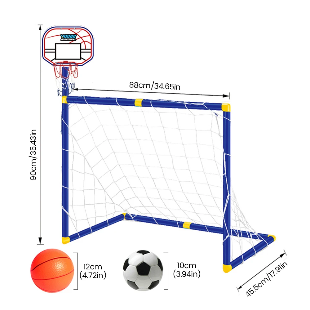 But de football pour enfants détachable avec support de basket-ball, porte de football, jeux amusants 2 en 1, jouet de sport portable pour l'extérieur, cadeaux