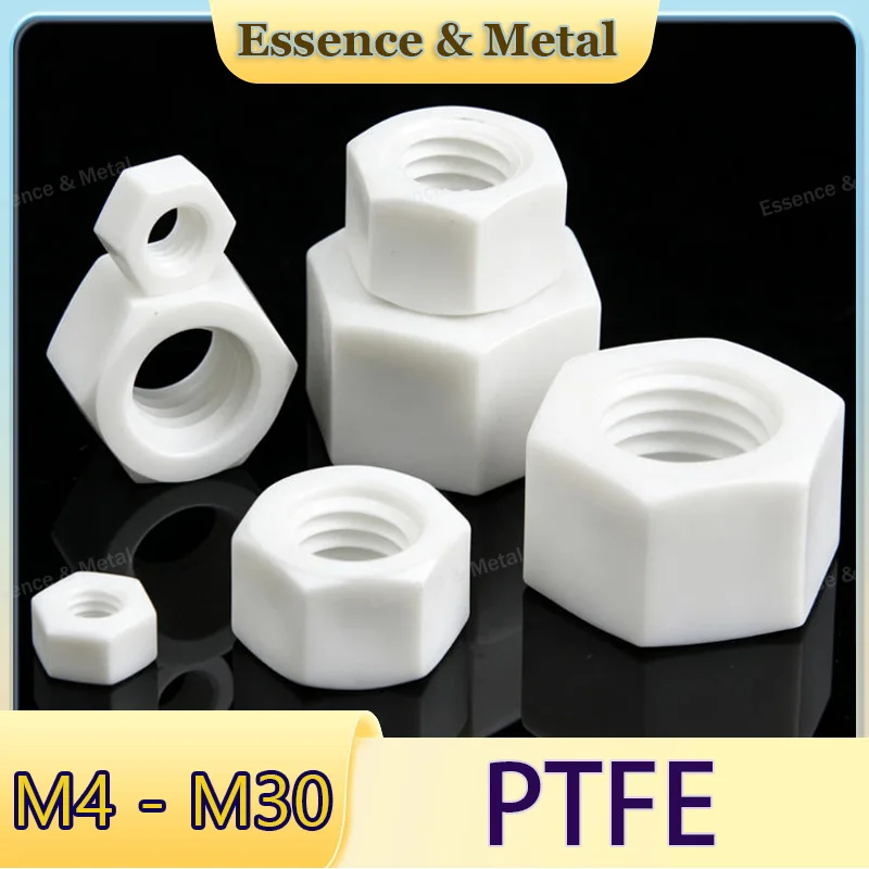 PTFE External Hexagonal Nut Acid and Alkali Resistant M4 M5 M6 M8 M10 M12 M14 M16 M18 M20 M22 M24 M27 M30 Corrosion Resistant