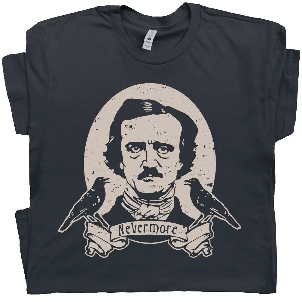 

Edgar Allan Poe T Shirt Horror Movie Raven Book HP Lovecraft Gothic Graphic Tee