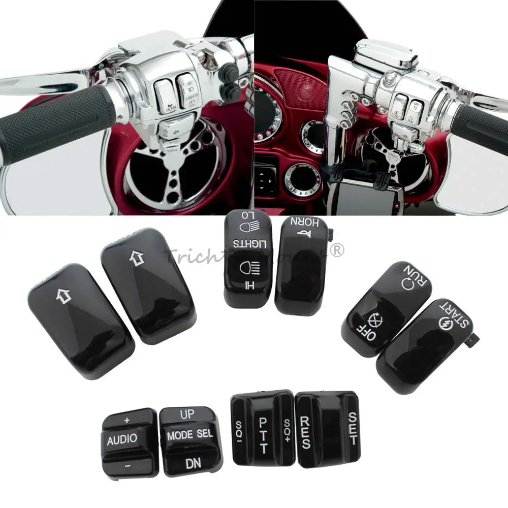 

New Switch Caps Accessories For Harley Ultra Classic Electra Glide Road Glide Ultra Limited Street Tri Glide Cvo 1996-2013 Black