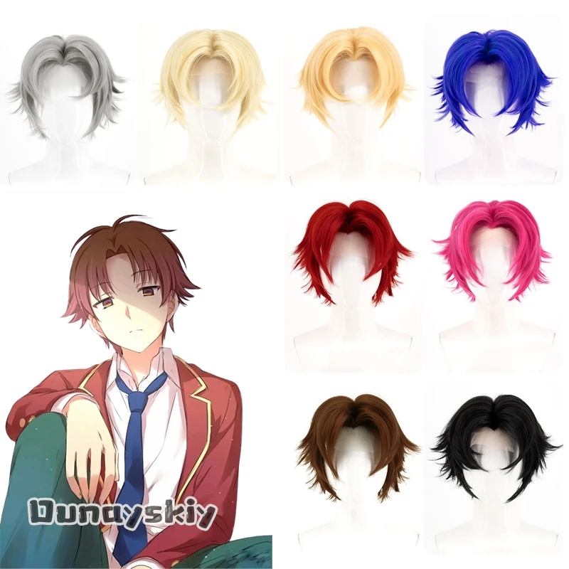 

AnzOS @ аниме для мальчиков и девочек, костюмы для косплея, аксессуар для парика, 19 цветов, короткие устойчивые синтетические волосы, аниме-парики, маскировочный парик на Хэллоуин