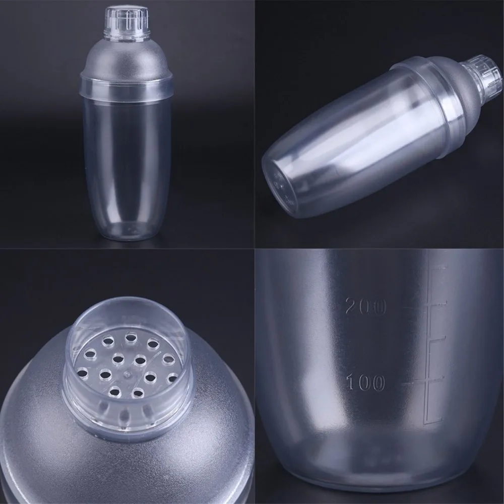 Saving Space Plastic Cocktail Shaker Three-piece Structure Sealed Shaking Vessel Smooth Inner with Markings Bar Cup Bar