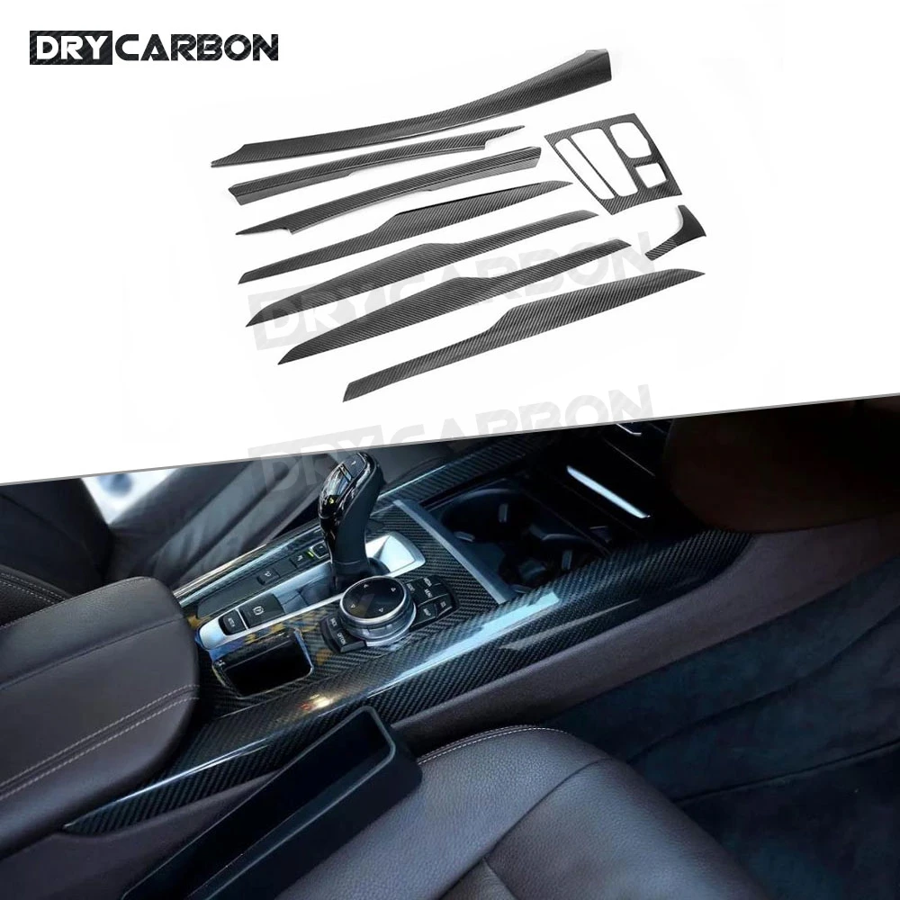 

For BMW X5 F15 X6 F16 2015-2019 Center Console Gear Shift Panel Door Handle Strip Decorate Cover Dry Carbon Fiber Interior Trim
