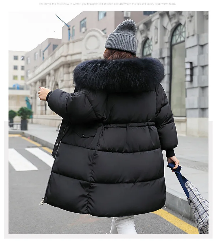 Korean Fashion Winter Solid Color Long-sleeved Down Cotton Jacket Women Bread Fur Collar 2026 New Korean Version Thickened Coat