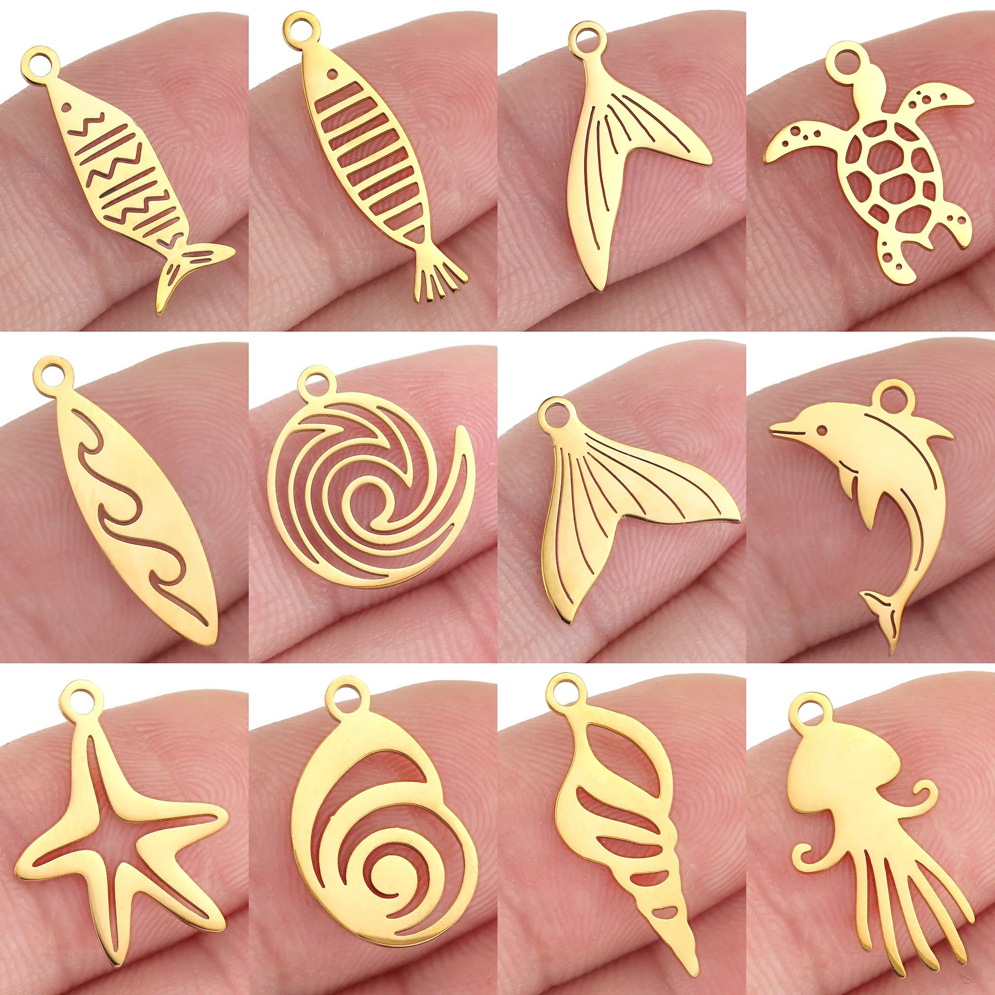 5Pcs Stainless Steel Ocean Sea Charms for Jewelry Making DIY Pendants