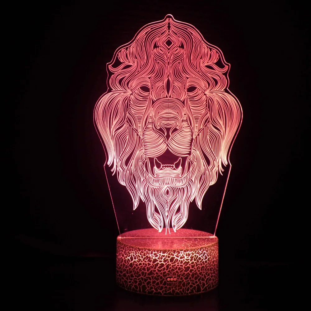 Nighdn Lion 3D Illusion Lamp for Kids LED Night Light 7 Colors Changing Bedroom Decoration Table Lamp Christmas Birthday Gift