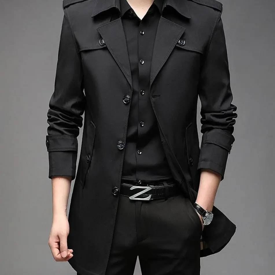 

Мужская повседневная ветровка Slim Fit в корейском стиле с отложным воротником, модная, приталенная, Cleanfit