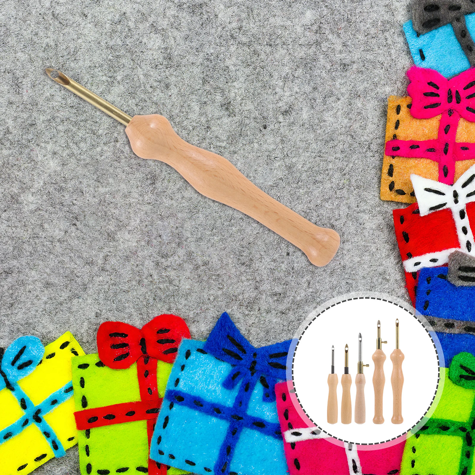 

5Pcs Punch Needle Embroidery Sewing Craft Tool Stainless Steel Durable DIY Kits for Beginners Wool Nonwoven Fabric Yarn