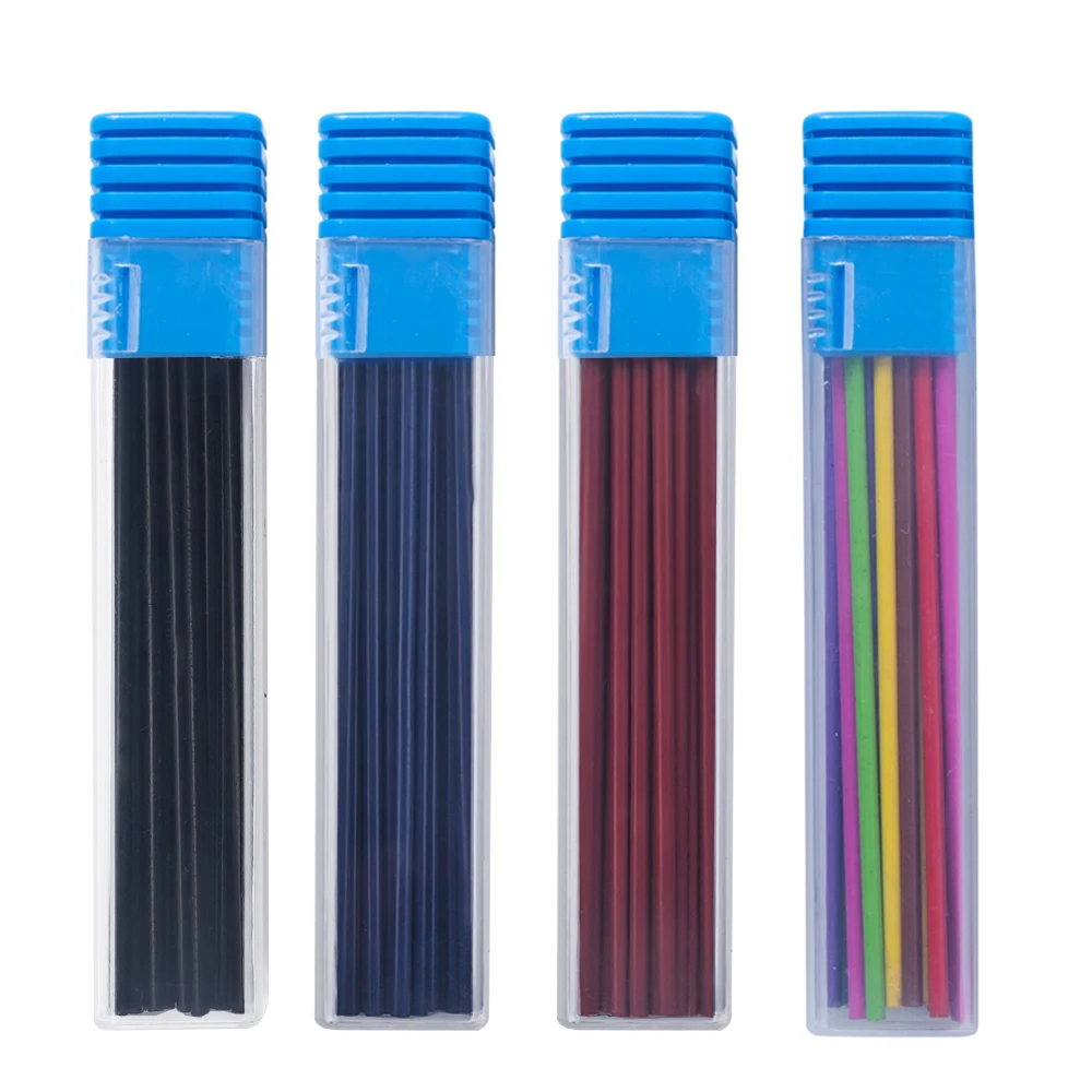 36Pcs/Box Mechanical Pencil 2.0 mm Black/Red/Colors Lead Refill For Writing Sketching Art Drawing Painting  Writing Stationery