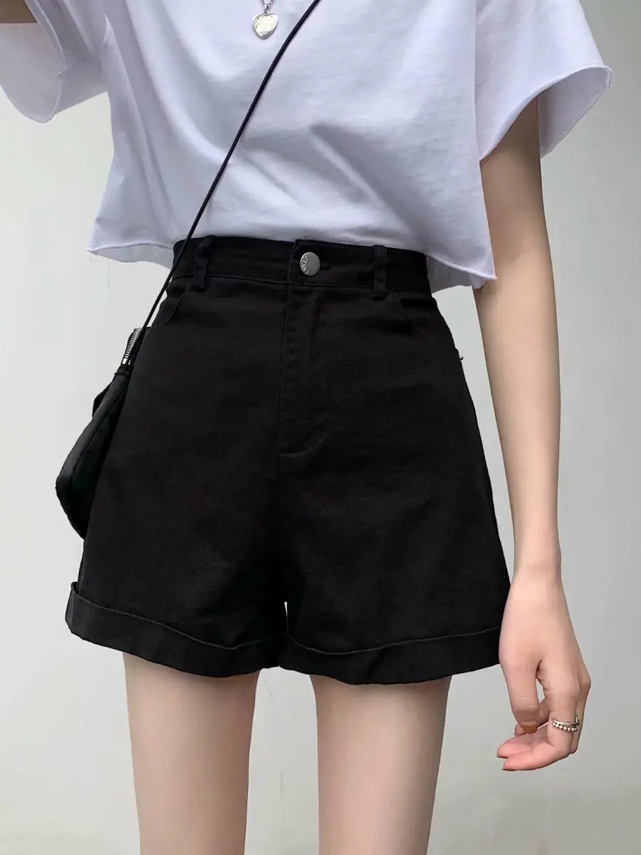 Summer New High Waist Wide Leg Short Pants Women's Casual Style Korean Fashion Student Slimming Versatile Loose Fit Jeans