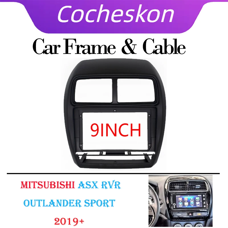 

Car Accessory Double Din 9 Inch Radio Plastic Fascia Panel Frame for Mitsubishi ASX RVR Outlander Sport 2019 Dashboard Mount Kit