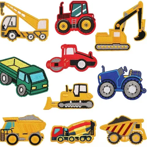 트랙터 자수 패치 트럭 만화 굴삭기 의류에 대한 패치에 철 어린이 Parches Appliques 자수 용품