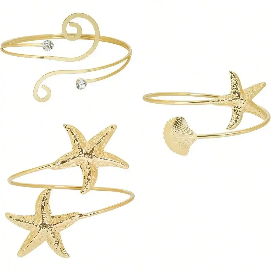 

3 Pcs Arm Cuff Jewelry For Women Adjustable Arm Cuff Bangle Band Armlet Upper Arm Cuff Bracelet