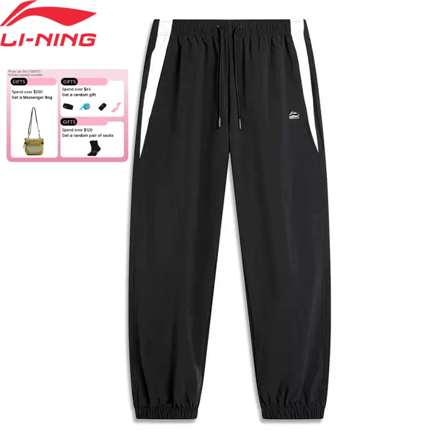 

Li-Ning Women's Sports Style Pants AT DRY FREEZE Loose Fit 86%Nylon 14%Spandex LiNing Leisure Trousers AYKU366