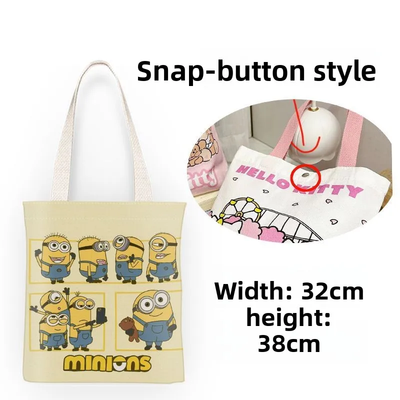Minions movie animation cartoon cute canvas bag kawaii student tote bag home portable shopping bag shoulder bag gift wholesale - view 2