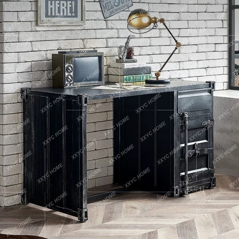 Computer desk desk wrought iron writing desk study table retro container office table workbench