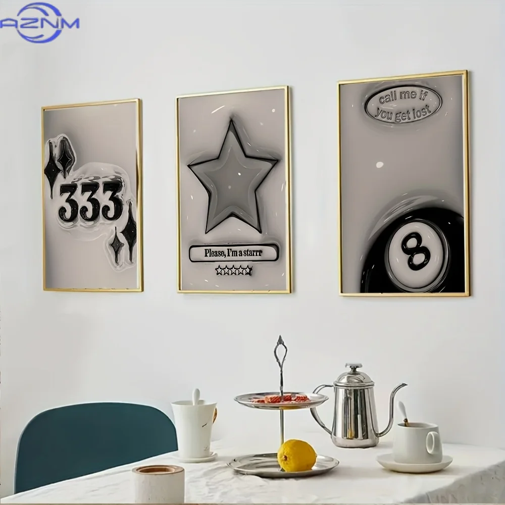 [Open ]2D Flat 3pcs, 2D Flat Decorative Paintings, Gifts for Halloween And Christmas, Unframed Canvas Art Set for Hypebeast Ro