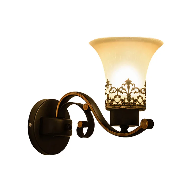 

American country wall lamp, corridor aisle study wall lamp, hotel home improvement wrought iron