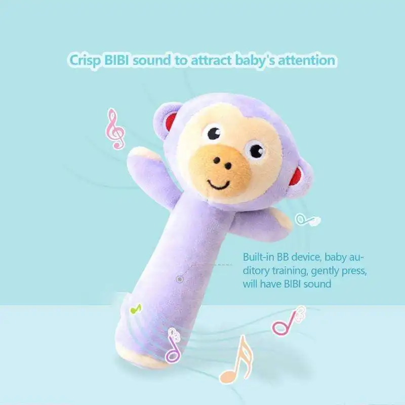 لغز تفاعلي للوالدين والطفل، قماش للتعليم المبكر، لعبة عصا محمولة مهدئة على شكل حيوانات من القطيفة #4