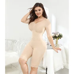 Fajas Colombianas Mid-sleeve Women Weight Loss Body Shaper Front & Crotch Zipper Design Tummy Control Post Liposuction Shapewear