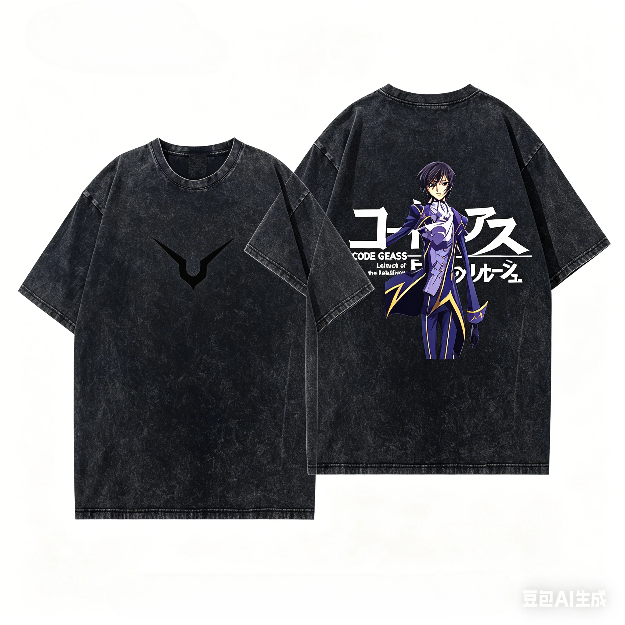 Code Geass Washed T shirt personality Clothes New Model Anime T-shirt Year round clothing Plus Size Unisex Streetwear Couples