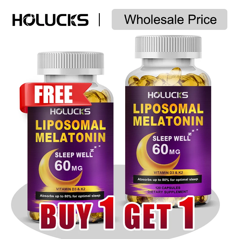 Buy 1 Get 1 Free! Liposomal Melatonin Supplement, for Insomnia Relief & Jet Lag Recovery, Quick Sleep Onset & Restful Nights