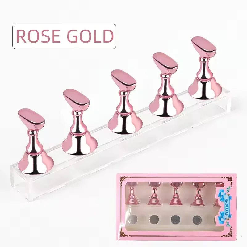 5Pcs Magnetic Crystal Nail Holder Stand False Nail Tip Practice Display Base For Salon DIY Manicure Nail Art Tool