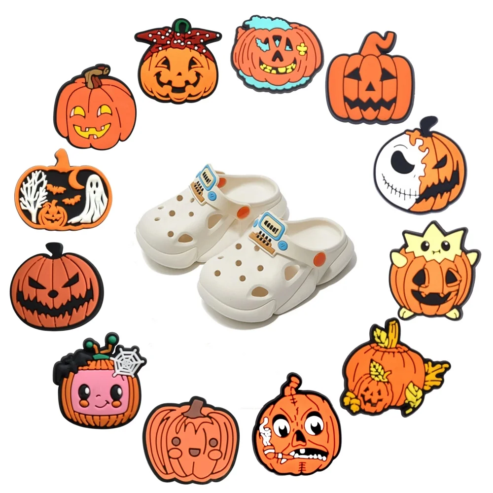 

Pumpkin Thanksgiving cartoon Shoes Charms Accessories Sneakers Shoe Clips DIY Decorations PVC Buckle Pins Gifts For Kids Party