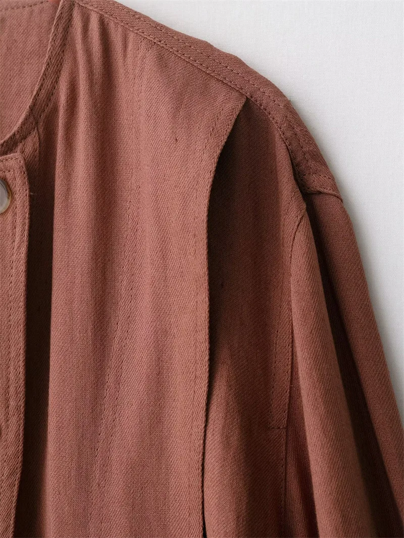 Women's Autumn Streetwear Style Coats Solid O-Neck Single-Breasted Female New Fashion Casual Long Sleeves Jackets