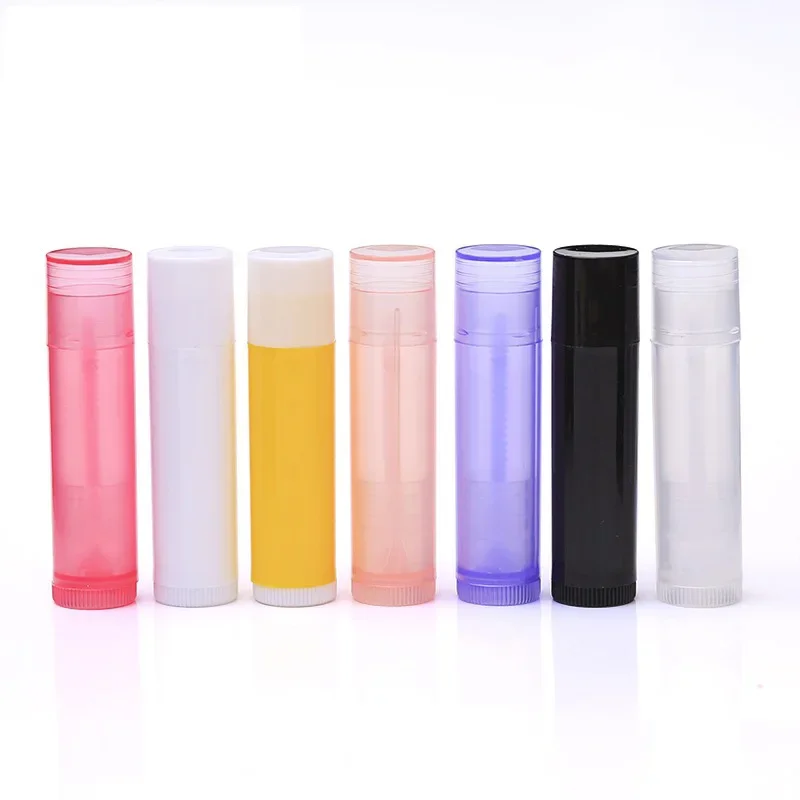 50pcs Plastic Chapstick Lip Gloss Tubes Pipe 5g Empty Lipstick Balm Tube Cosmetic Container Travel Refillable Bottle Packaging