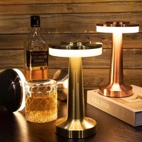 KINSCOTER Retro LED Rechargeable Table Lamp USB Infinitely Dimmable Night Light Suitable Camping Bar Bedroom Hotel Ambient Light