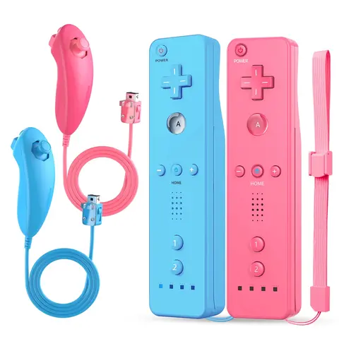 Nintendo Wii용 Wii 컨트롤러, Nintendo Wii/Wii U/Wii Mini와 호환되는 실리콘 케이스 및 스트랩이 포함된 Wii 리모컨(모션 포함)