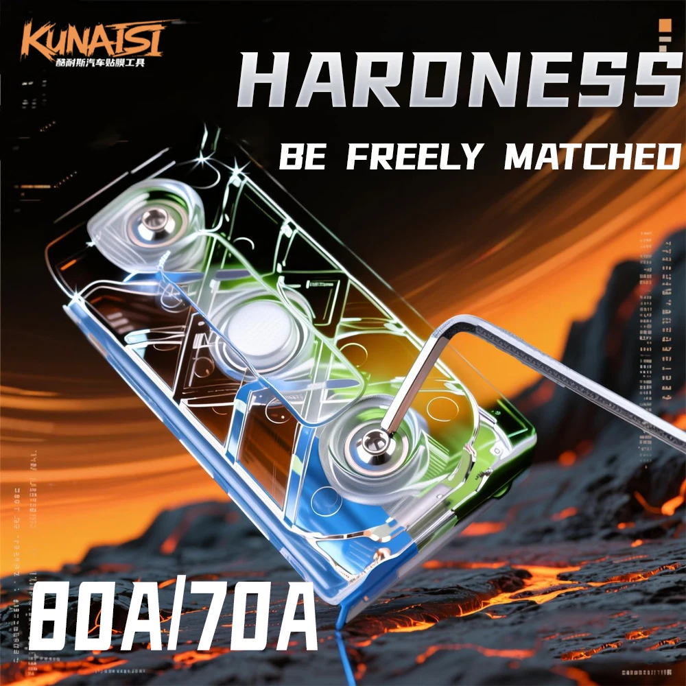 เครื่องมือติดฟิล์มไวนิลแม่เหล็ก KUNAISI พร้อมกล่อง - ความแข็งปานกลาง สำหรับติดฟิล์มรถยนต์ ฟิล์มกรองแสง และติดวอลเปเปอร์