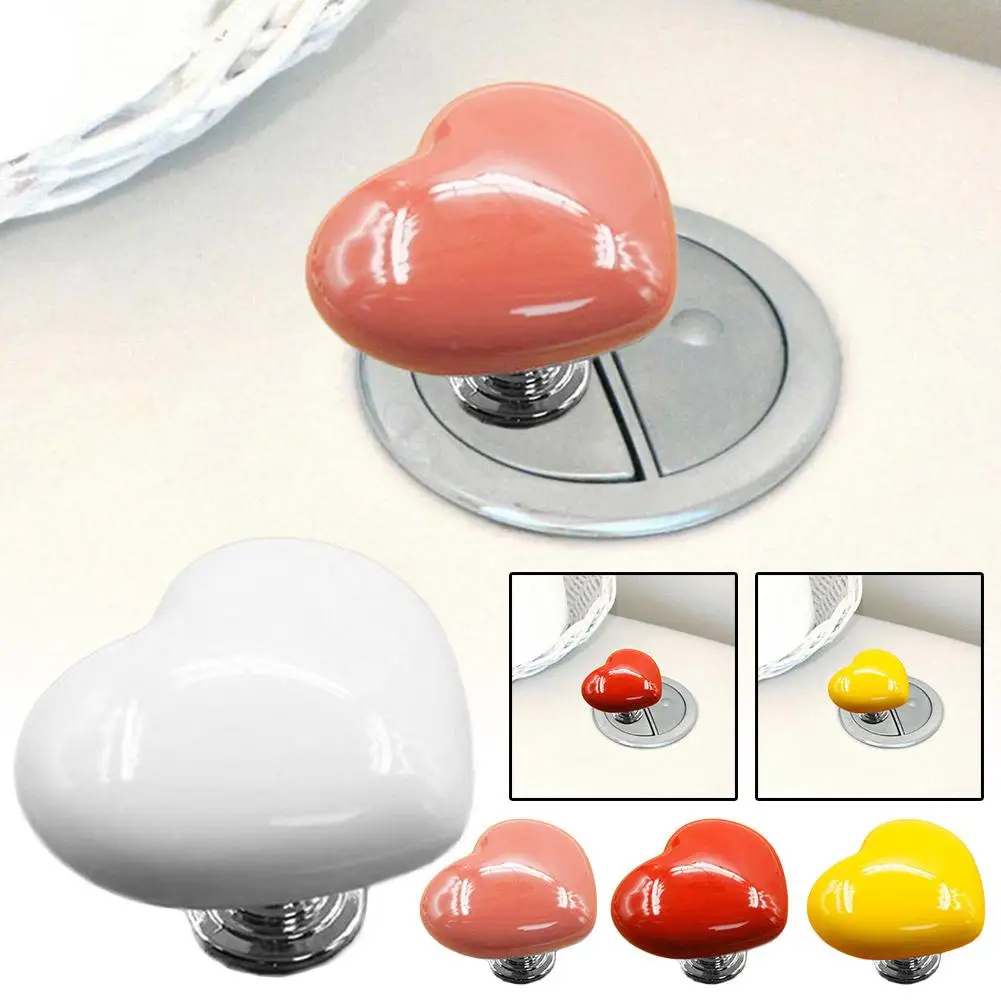 Heart Shaped Toilet Press Button Press Push Switch Bathing Flush Press Room Button Water Decor Toilet Q1z0