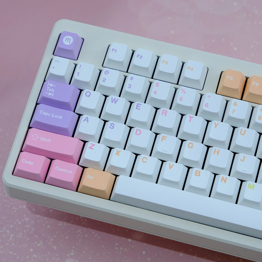 PBT Macaron Colorful Keycaps Mint Green Pink Sky Blue Orange Purple Keycap Cherry Profile Dye Sublimation Key Cap For MX Switch