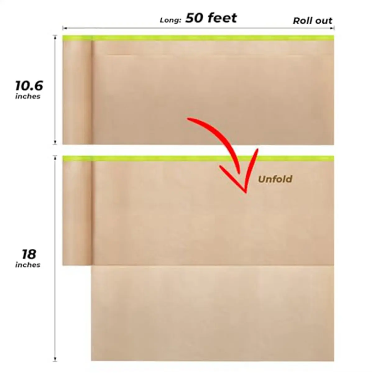 

Предварительно наклеенная малярная бумага AT16 для рисования, малярная бумага для краски 18 дюймов x 50 футов, лента и бумага для рисования, (3 рулона)