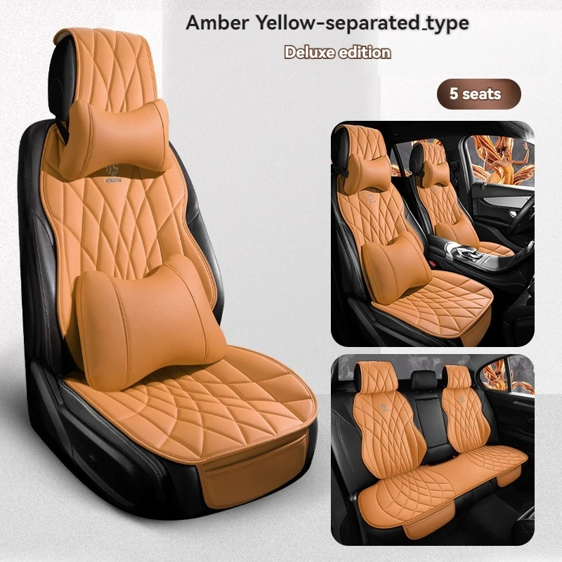 5 Seats Semi-enclosed Full Leather Car Seat Cover For Skoda All Models Fabia Octavia Rapid Superb Kodiaq Accessories Protector