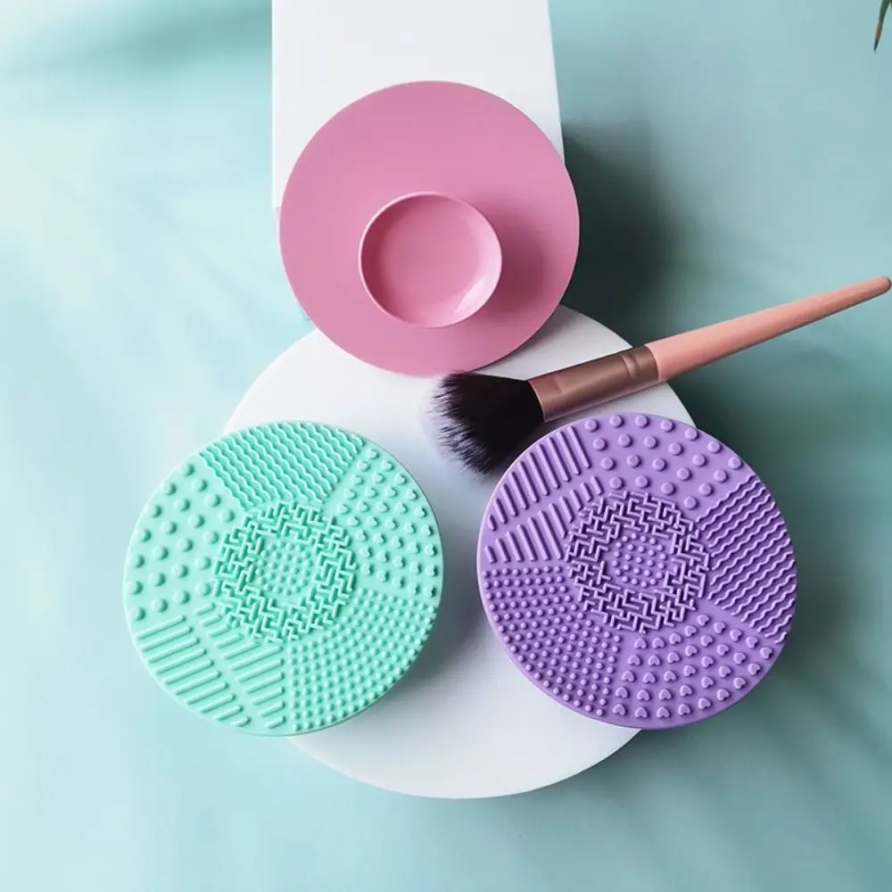 Silicone Maquiagem Brush Cleaning Pad, Beauty Cleaner, Ferramentas de limpeza cosmética, Round Wash Scrubber Board, Acessórios