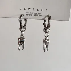 Gothic Jewelry Tooth Stud Earrings Grunge Rock Accessory Charms Hoop Earrings for Women Punk Korean Fashion Earrings
