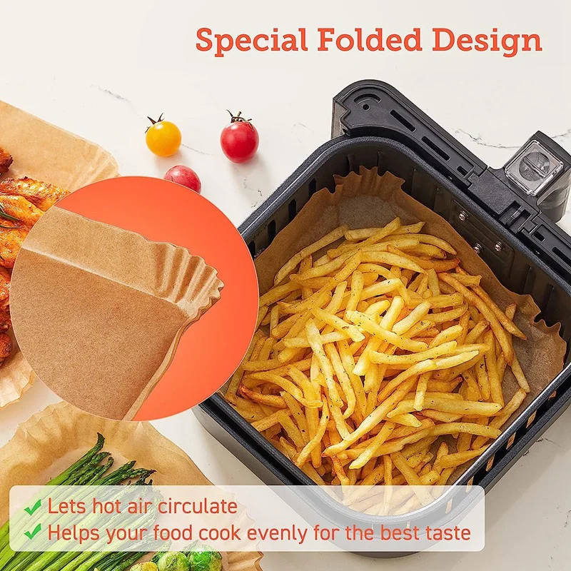 Forros de papel descartáveis 7.9 Polegada para 5 a 6 qt cesta, acessórios para fritadeira de ar, forno, microondas