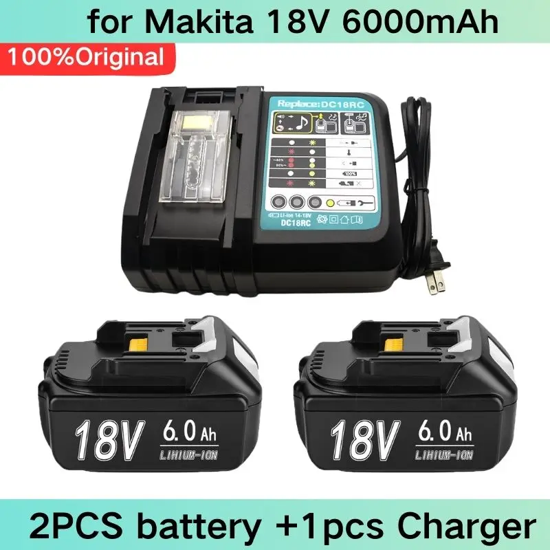 Latest Upgraded BL1860 Rechargeable Battery 18 V 6000mAh Lithium for Makita 18V Battery BL1840 BL1850 BL1830 BL1860B LXT 400