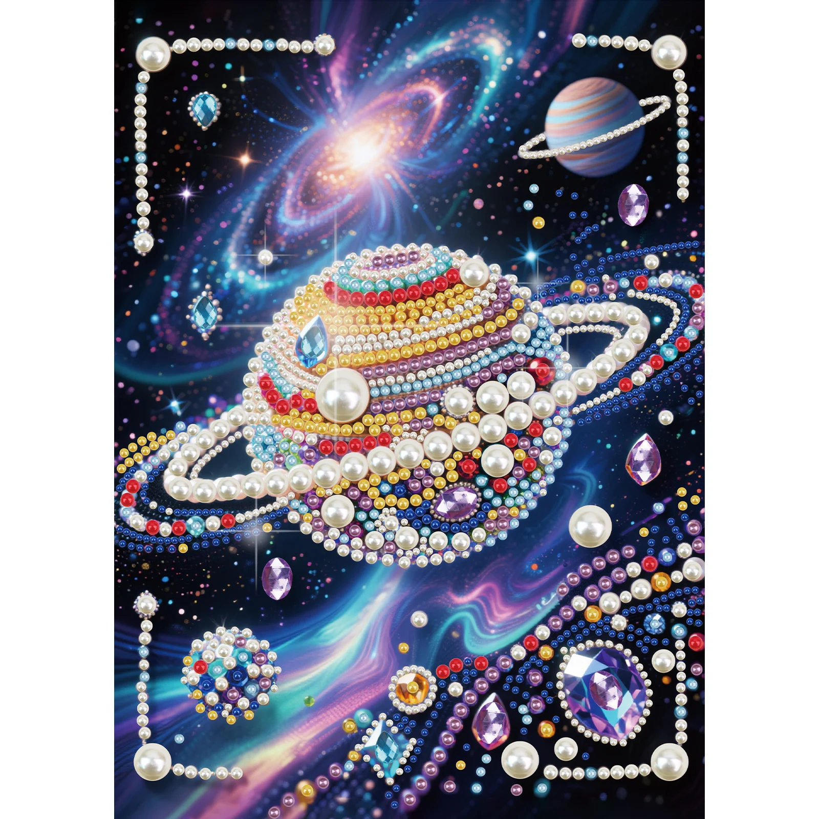 Kits de pintura artística con perlas y diamantes para principiantes adultos, pintura brillante de universo colorido, decoración de pared para el hogar, regalo hecho a mano