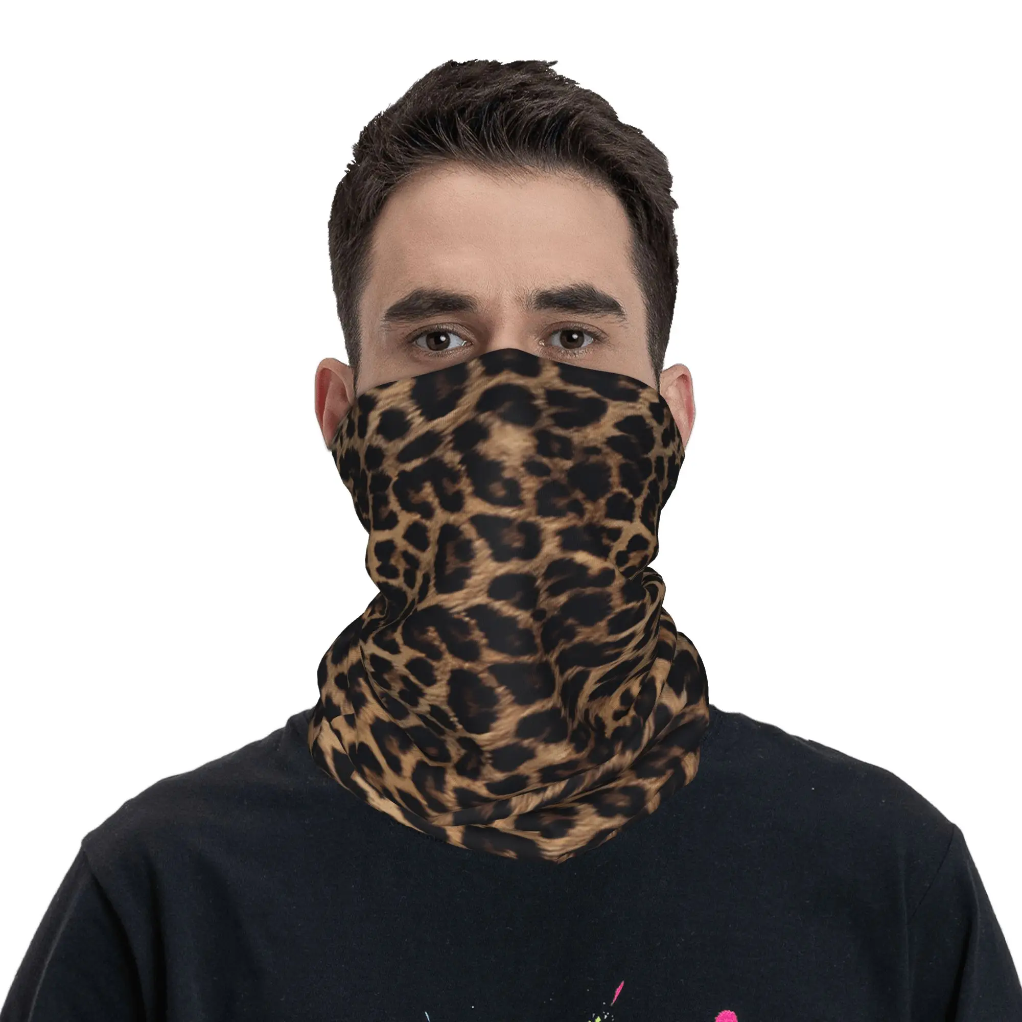 Wild Leopard Print Bandana Neck Cover Printed  Mask Scarf Warm Headband Cycling Unisex Adult Windproof