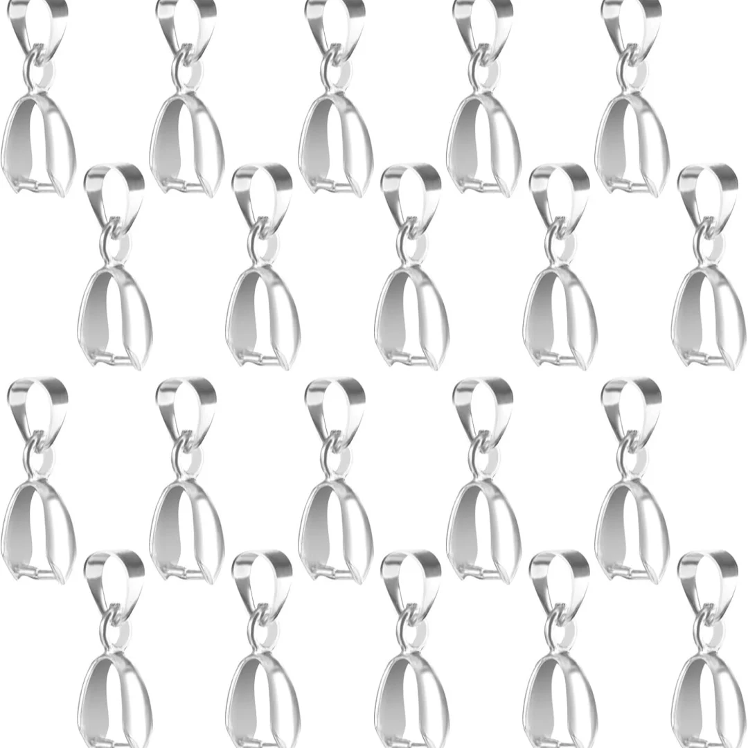Size M 10/50PCS 925 Silver Findings Connector Bale Pinch Clasp Pendant Fittings Bail