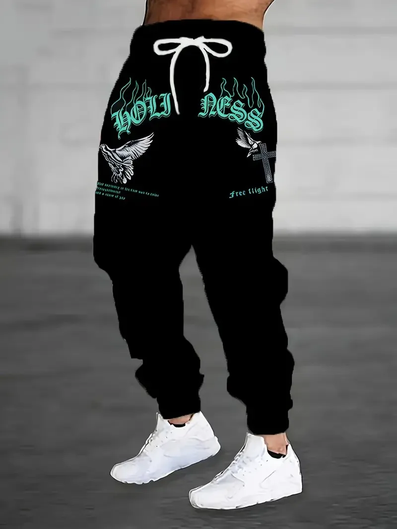 The new men's trousers for Spring and Autumn 2025 feature street casual and fashionable soft 3D letter pattern printing
