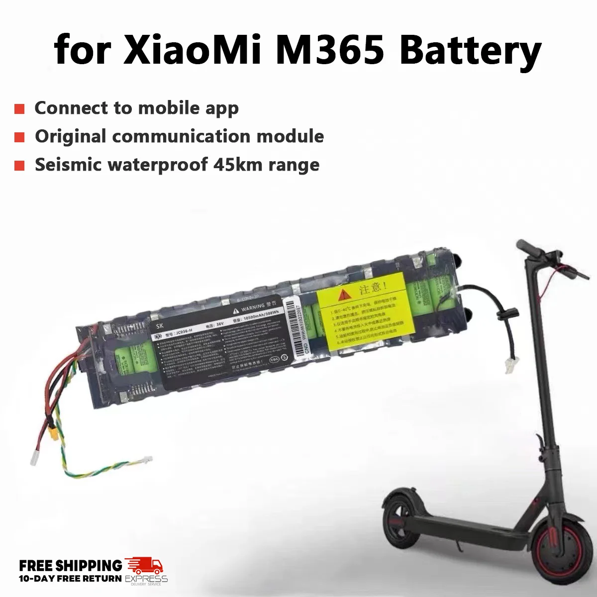 

10S3P 36V 7.8Ah Battery for Xiaomi M356 Scooter | IPX5 Waterproof | Bluetooth Connectivity | OEM Replacement Part